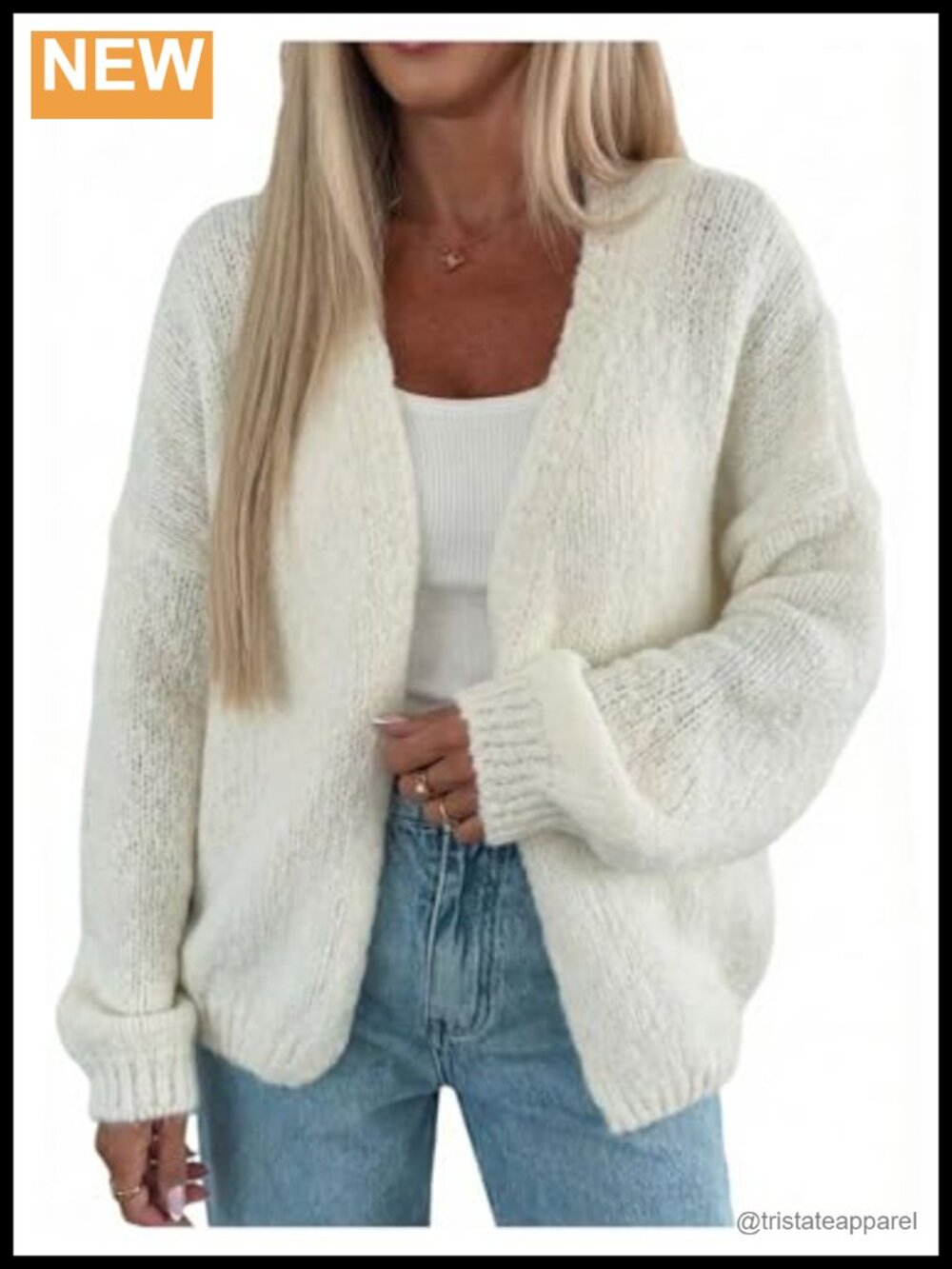 Chunky Knit Open Front Cardigan Long Sleeve Lightweight Casual Outerwear